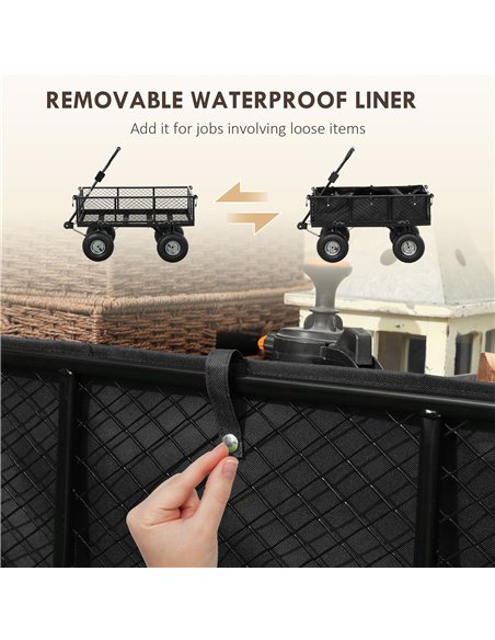 Outsunny 114L Steel Frame Garden Cart Trolley - Black - pic 131289 | FastDaddyshop