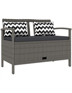 Outsunny 160L Storage Two-Seater Rattan Bench - Grey