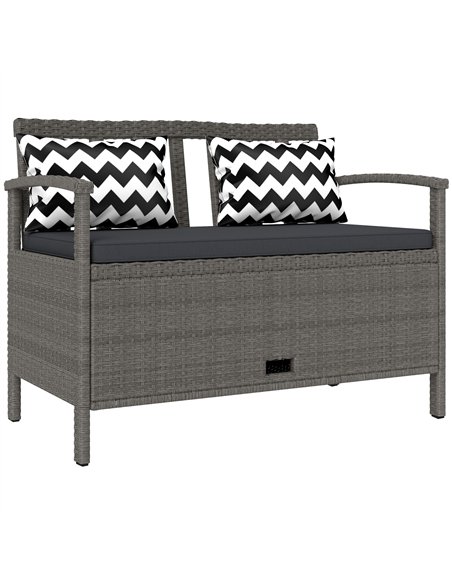Outsunny 160L Storage Two-Seater Rattan Bench - Grey - pic 131295 | FastDaddyshop