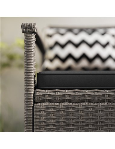 Outsunny 160L Storage Two-Seater Rattan Bench - Grey