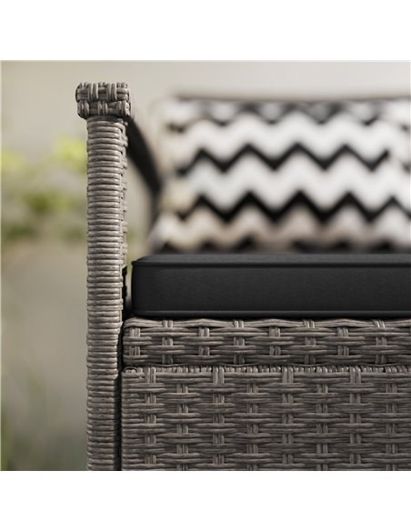 Outsunny 160L Storage Two-Seater Rattan Bench - Grey - pic 131303 | FastDaddyshop