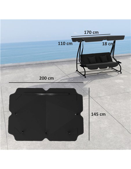 Outsunny Garden Swing Canopy Replacement 3 Seater, Waterproof Garden Swing Seat Canopy Cover, Windproof Anti-UV Sun Shade (Canop - pic 131306 | FastDaddyshop