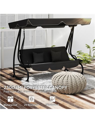 Outsunny Garden Swing Canopy Replacement 3 Seater, Waterproof Garden Swing Seat Canopy Cover, Windproof Anti-UV Sun Shade (Canop