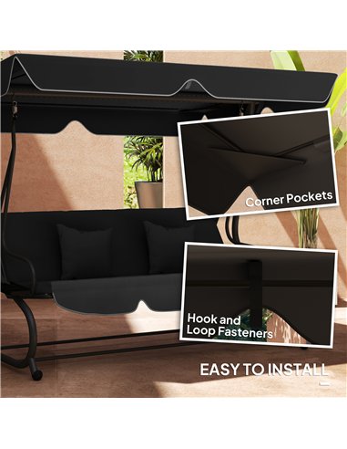 Outsunny Garden Swing Canopy Replacement 3 Seater, Waterproof Garden Swing Seat Canopy Cover, Windproof Anti-UV Sun Shade (Canop