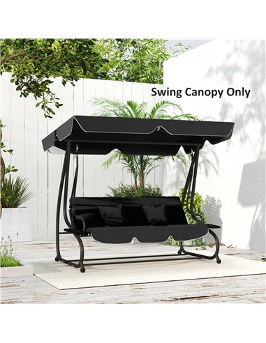 Outsunny Garden Swing Canopy Replacement 3 Seater, Waterproof Garden Swing Seat Canopy Cover, Windproof Anti-UV Sun Shade (Canop