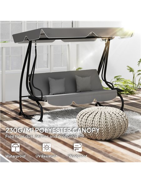 Outsunny Garden Swing Canopy Replacement 3 Seater, Waterproof Garden Swing Seat Canopy Cover, Windproof Anti-UV Sun Shade (Canop - pic 131316 | FastDaddyshop