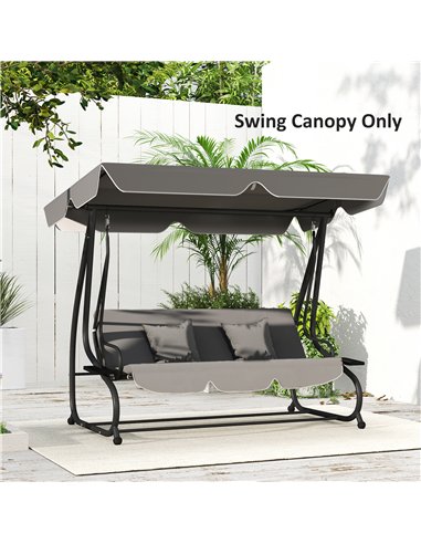 Outsunny Garden Swing Canopy Replacement 3 Seater, Waterproof Garden Swing Seat Canopy Cover, Windproof Anti-UV Sun Shade (Canop