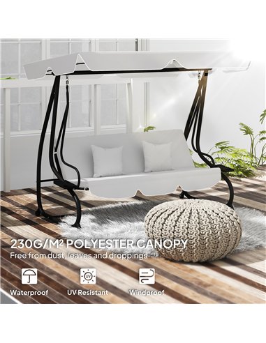Outsunny Garden Swing Canopy Replacement 3 Seater, Waterproof Garden Swing Seat Canopy Cover, Windproof Anti-UV Sun Shade (Canop