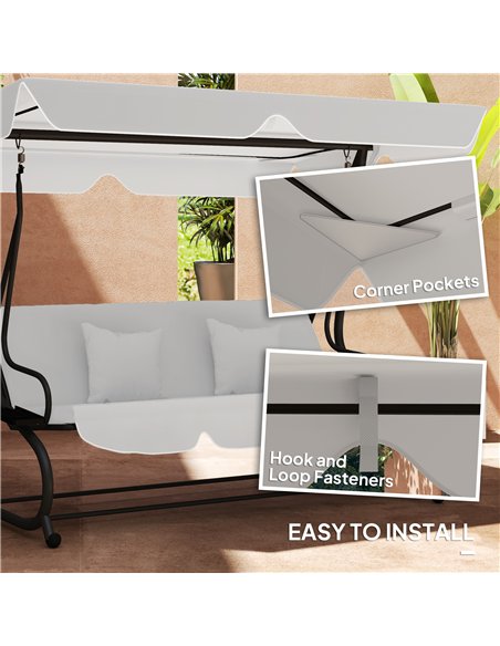 Outsunny Garden Swing Canopy Replacement 3 Seater, Waterproof Garden Swing Seat Canopy Cover, Windproof Anti-UV Sun Shade (Canop - pic 131326 | FastDaddyshop
