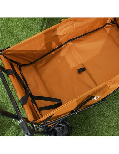 Outsunny Folding Trolley Cart Storage Wagon Beach Trailer 4 Wheels with Handle Overhead Canopy Cart Push Pull For Shopping Campi