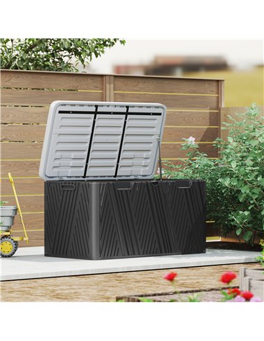 Outsunny 380L Waterproof Outdoor Storage Box, with Lockable Lid - Black
