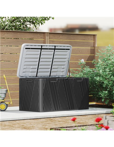 Outsunny 380L Waterproof Outdoor Storage Box, with Lockable Lid - Black - pic 131341 | FastDaddyshop