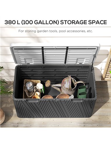 Outsunny 380L Waterproof Outdoor Storage Box, with Lockable Lid - Black
