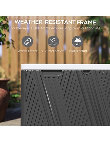 Outsunny 380L Waterproof Outdoor Storage Box, with Lockable Lid - Black