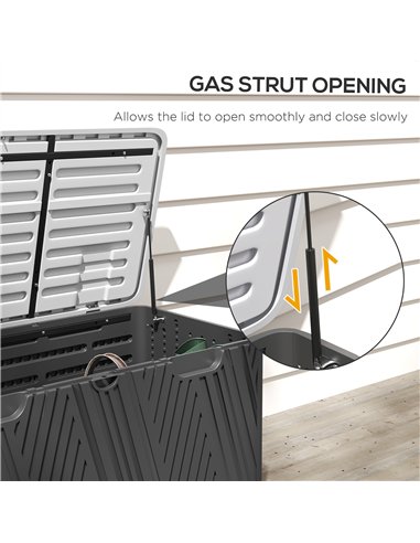 Outsunny 380L Waterproof Outdoor Storage Box, with Lockable Lid - Black