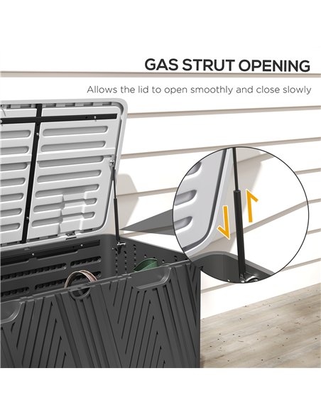 Outsunny 380L Waterproof Outdoor Storage Box, with Lockable Lid - Black - pic 131345 | FastDaddyshop