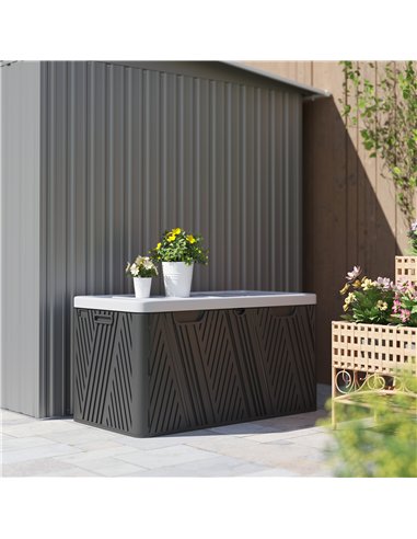Outsunny 380L Waterproof Outdoor Storage Box, with Lockable Lid - Black