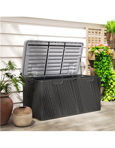 Outsunny 380L Waterproof Outdoor Storage Box, with Lockable Lid - Black