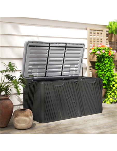Outsunny 380L Waterproof Outdoor Storage Box, with Lockable Lid - Black - pic 131347 | FastDaddyshop