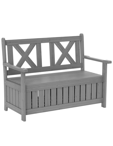 Outsunny 2-Seater Garden Storage Bench for Patio Wood Porch Decor Outdoor Seating, Charcoal Grey - pic 131349 | FastDaddyshop