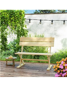 Outsunny 2 Seater Wooden Garden Bench, Fir Wood Outdoor Bench, Garden Loveseat with Slatted Seat, Sloping Back and Wide Feet for 2