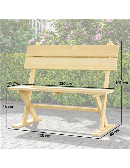 Outsunny 2 Seater Wooden Garden Bench, Fir Wood Outdoor Bench, Garden Loveseat with Slatted Seat, Sloping Back and Wide Feet for - pic 131360 | FastDaddyshop
