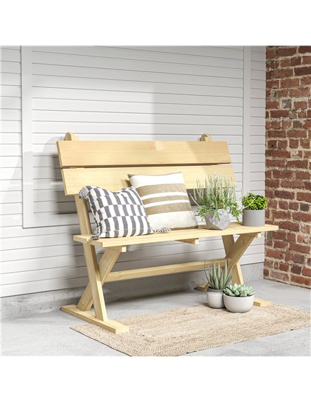 Outsunny 2 Seater Wooden Garden Bench, Fir Wood Outdoor Bench, Garden Loveseat with Slatted Seat, Sloping Back and Wide Feet for - pic 131364 | FastDaddyshop