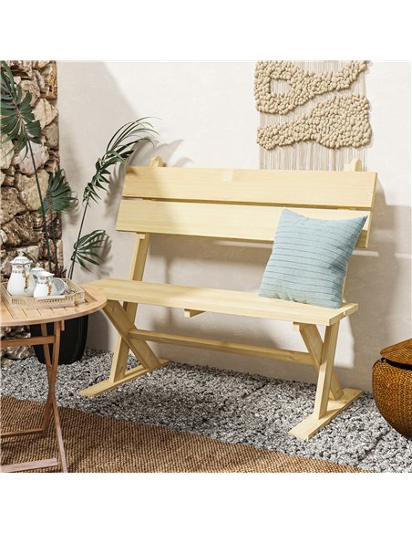Outsunny 2 Seater Wooden Garden Bench, Fir Wood Outdoor Bench, Garden Loveseat with Slatted Seat, Sloping Back and Wide Feet for - pic 131365 | FastDaddyshop