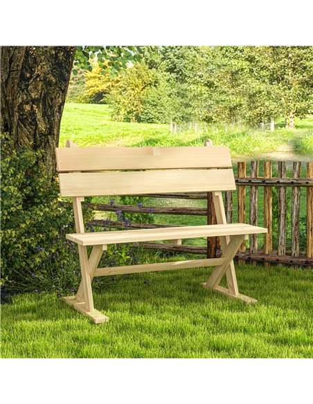 Outsunny 2 Seater Wooden Garden Bench, Fir Wood Outdoor Bench, Garden Loveseat with Slatted Seat, Sloping Back and Wide Feet for - pic 131366 | FastDaddyshop