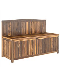 Outsunny Wood Storage Bench for Patio Furniture, Outdoor Garden Seating Tools, Brown