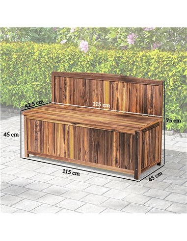 Outsunny Wood Storage Bench for Patio Furniture, Outdoor Garden Seating Tools, Brown