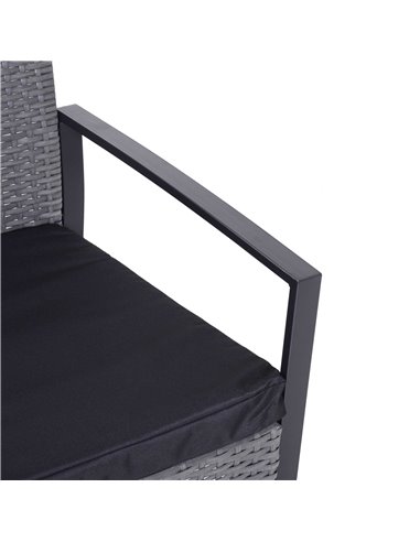 Outsunny PE Rattan Garden Furniture 2 Seater Patio Bistro Set Weave Conservatory Sofa Coffee Table and Chairs Set Grey