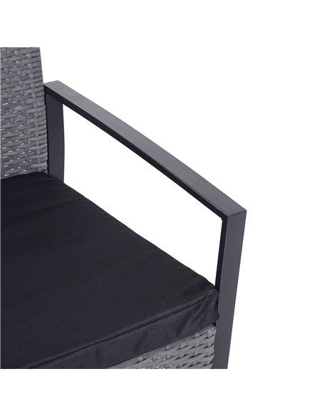 Outsunny PE Rattan Garden Furniture 2 Seater Patio Bistro Set Weave Conservatory Sofa Coffee Table and Chairs Set Grey - pic 13137 | FastDaddyshop