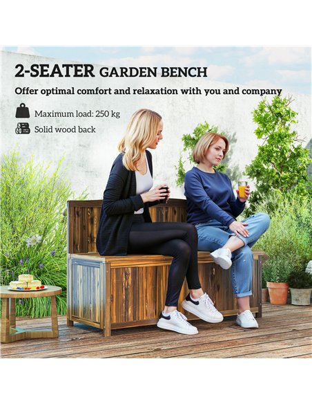 Outsunny Wood Storage Bench for Patio Furniture, Outdoor Garden Seating Tools, Brown - pic 131371 | FastDaddyshop