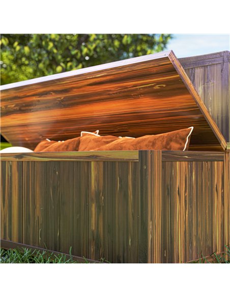 Outsunny Wood Storage Bench for Patio Furniture, Outdoor Garden Seating Tools, Brown - pic 131375 | FastDaddyshop