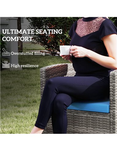 Outsunny Outdoor Seat Cushion Pads for Rattan Furniture, 3 PCs Garden Furniture Cushions,  Sky Blue