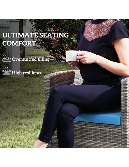 Outsunny Outdoor Seat Cushion Pads for Rattan Furniture, 3 PCs Garden Furniture Cushions,  Sky Blue - pic 131381 | FastDaddyshop