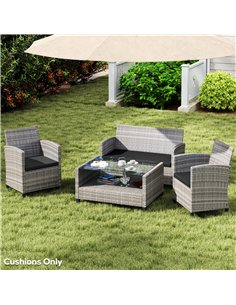 Outsunny Outdoor Seat Cushion Pads for Rattan Furniture, 3 PCs Garden Furniture Cushions, Black 2
