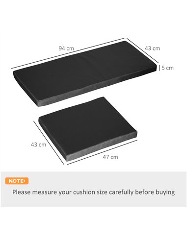Outsunny Outdoor Seat Cushion Pads for Rattan Furniture, 3 PCs Garden Furniture Cushions, Black