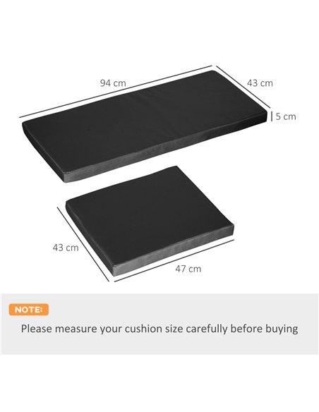Outsunny Outdoor Seat Cushion Pads for Rattan Furniture, 3 PCs Garden Furniture Cushions, Black - pic 131387 | FastDaddyshop