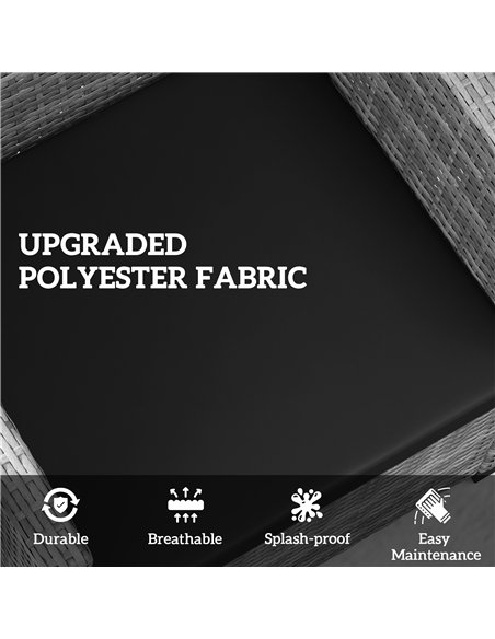 Outsunny Outdoor Seat Cushion Pads for Rattan Furniture, 3 PCs Garden Furniture Cushions, Black - pic 131389 | FastDaddyshop