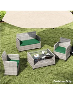 Outsunny Outdoor Seat Cushion Pads for Rattan Furniture, 3 PCs Garden Furniture Cushions, Green 2