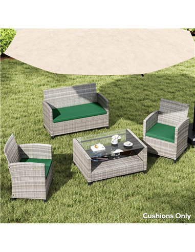 Outsunny Outdoor Seat Cushion Pads for Rattan Furniture, 3 PCs Garden Furniture Cushions, Green