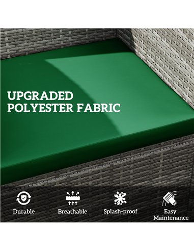 Outsunny Outdoor Seat Cushion Pads for Rattan Furniture, 3 PCs Garden Furniture Cushions, Green