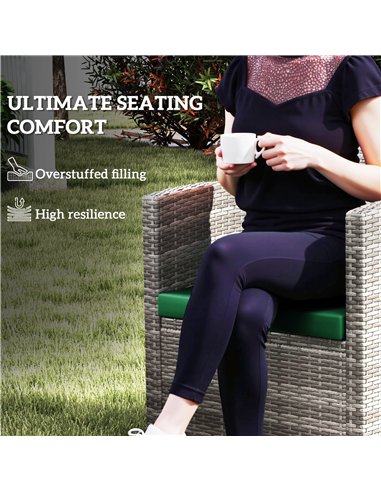 Outsunny Outdoor Seat Cushion Pads for Rattan Furniture, 3 PCs Garden Furniture Cushions, Green