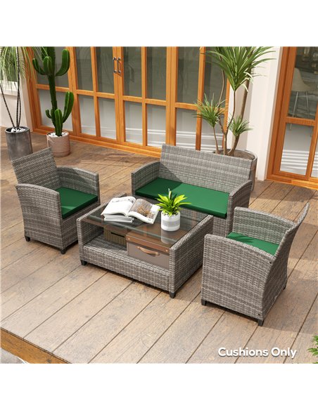 Outsunny Outdoor Seat Cushion Pads for Rattan Furniture, 3 PCs Garden Furniture Cushions, Green - pic 131402 | FastDaddyshop