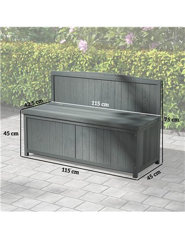 Outsunny Wood Storage Bench for Patio Furniture, Outdoor Garden Seating Tools, Grey