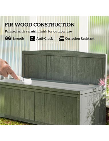Outsunny Wood Storage Bench for Patio Furniture, Outdoor Garden Seating Tools, Grey