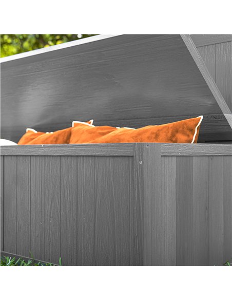 Outsunny Wood Storage Bench for Patio Furniture, Outdoor Garden Seating Tools, Grey - pic 131411 | FastDaddyshop
