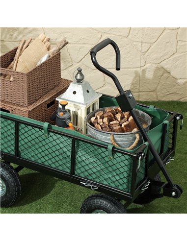 Outsunny 114L Steel Frame Garden Cart Trolley - Green